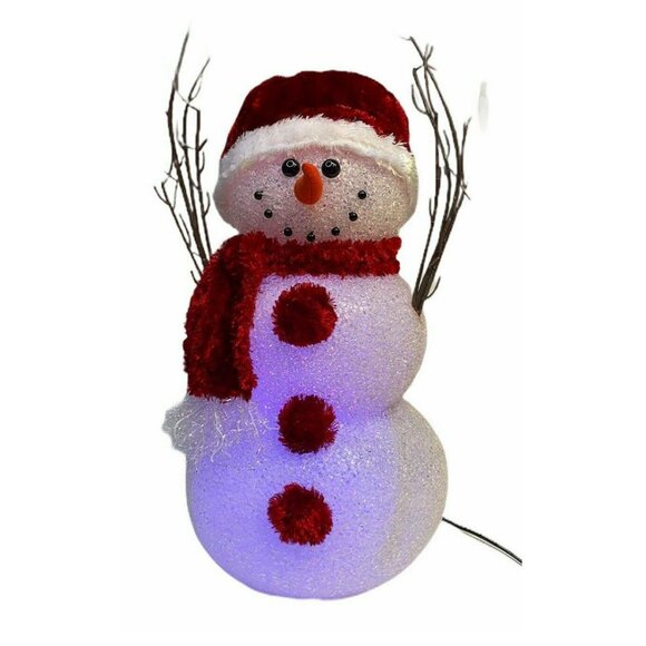 NEW Trim A Home Beaded Snowman With Color Changing Light Vintage Christmas Decor - Picture 2 of 7